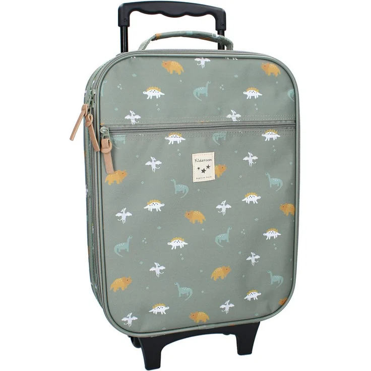 Vadobag Trolley Kidzroom Kindertrolley, grüner Koffer mit Dino-Print, 17,22 Liter, leicht zu ziehen