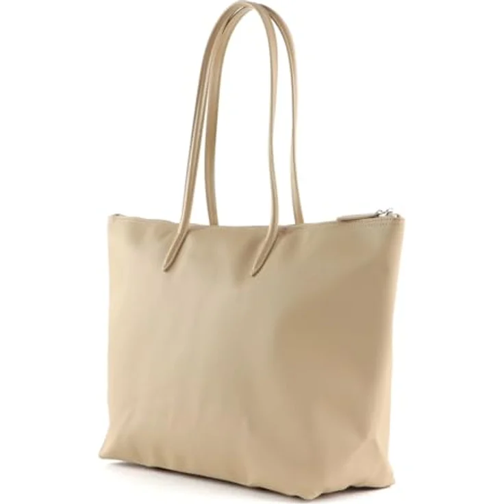 Lacoste L.12.12 Concept Shopper L, 35 cm, Hellbraun, mit Reißverschlussfach und Leder-Schulterriemen – Bild 4