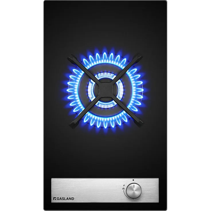 GASLAND Gas-Kochfeld GH12BF, 30 cm Einbau Glas-Gaskochfeld mit Wokbrenner, 3400 W, Butan/LPG/Erdgas