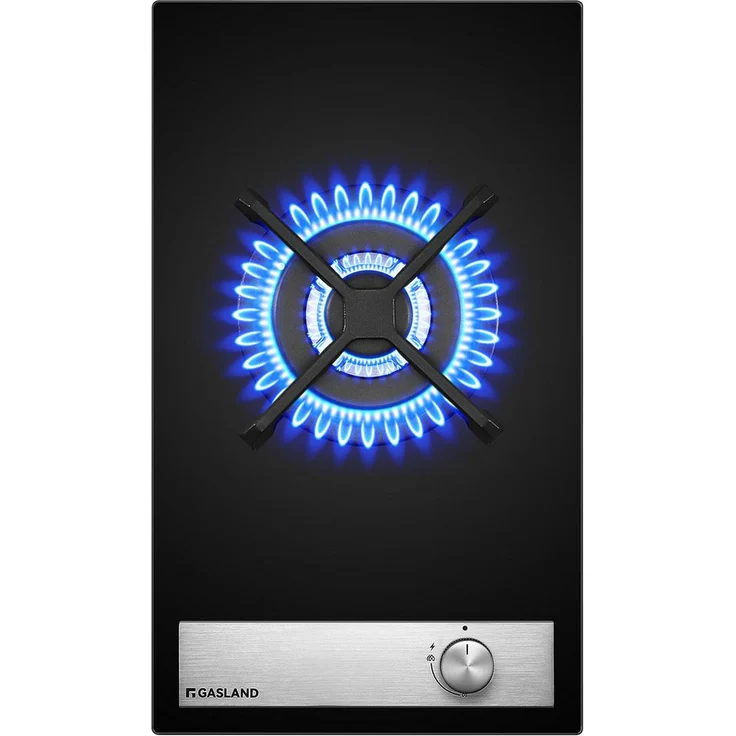 GASLAND Gas-Kochfeld GH12BF, 30 cm Einbau Glas-Gaskochfeld mit Wokbrenner, 3400 W, Butan/LPG/Erdgas