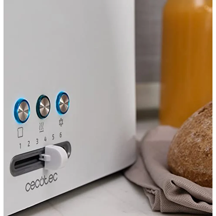 Cecotec Toast&Taste 9000 Double 2-Schlitz-Toaster, 980 W, Krümelschublade, breite Schlitze, Abschaltautomatik, für Bagel und Brötchen, weiß – Bild 5