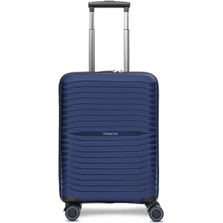 Stratic Shine 4 Rollen Kabinentrolley 55 cm, Blau, bruch- und kratzfest, leichtläufige Rollen, durchdachtes Innenleben – Bild 7