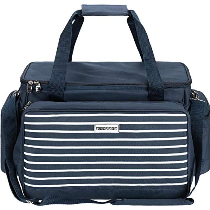 Anndora XXL Picknicktasche 6 Personen blau weiß - Vollausstattung 57 Teile – Bild 5
