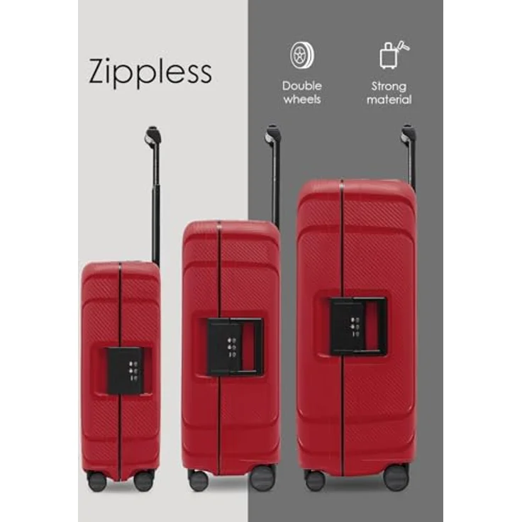 REDOLZ Hartschalen Koffer-Set 3-teilig ohne Reißverschluss | 3-Punkt-Verschluss-System | aus hochwertigem Polypropylen Material | 4-Doppelrollen & TSA-Schloss für Damen & Herren (Essentials 15) – Bild 2