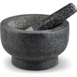 Cole & Mason Mörser Clavering, Granit mit Stößel, polierte Außenseite und unpolierte Innenseite, 20 cm
