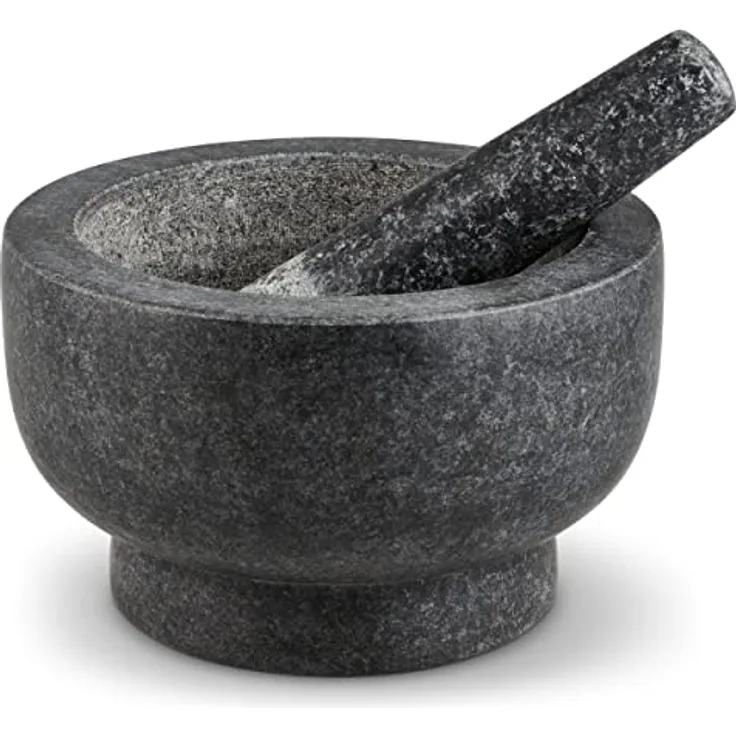 Cole & Mason Mörser Clavering, Granit mit Stößel, polierte Außenseite und unpolierte Innenseite, 20 cm