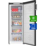 CHiQ Gefrierschrank 166 L | No Frost Technologie | Wechselbarer Türanschlag | Schwarzer Edelstahl | 144cm Höhe| 12 Jahre Garantie auf den Kompressor