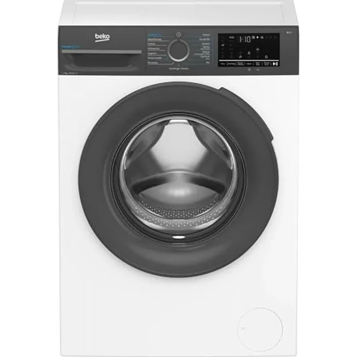 Beko BMEUWSU4721A, Frontlader-Waschmaschine 7 kg, 1200 RPM, Schwarz/Weiß, mit Aquastop und Knitterschutz