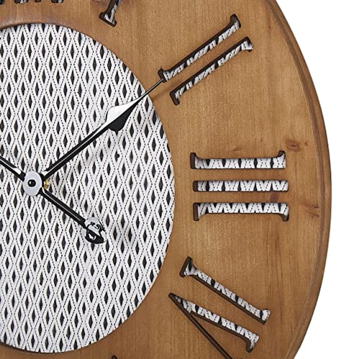 Beliani Moderne Wanduhr rund dunkle Holzoptik weiß römischen Zahlen Cuilco, batteriebetrieben, Unikat in präziser Handarbeit hergestellt – Bild 5