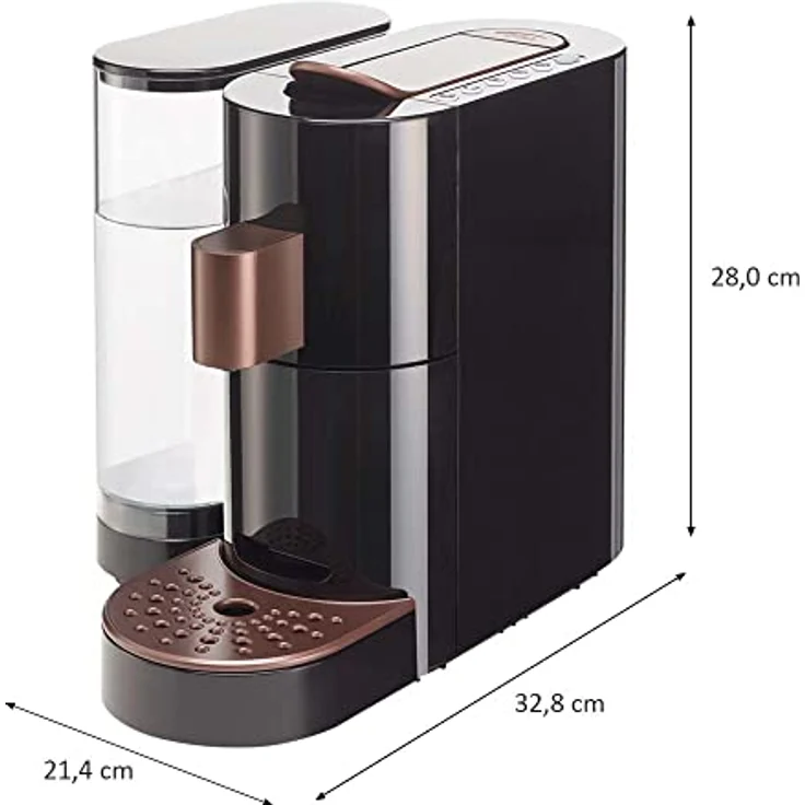 K-fee Twins II Kaffeekapselmaschine, (1455 Watt, 2,3 Liter Wassertank, Farbe Schwarz-Kupfer) – Bild 3