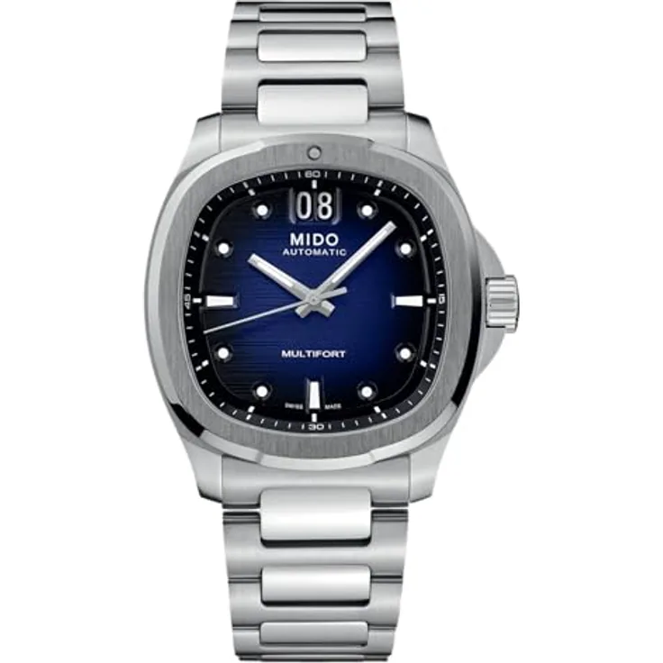 MIDO Multifort TV Big Date M0495261104100, Herren Automatikuhr aus Edelstahl, silbernes Gehäuse, Saphirglas