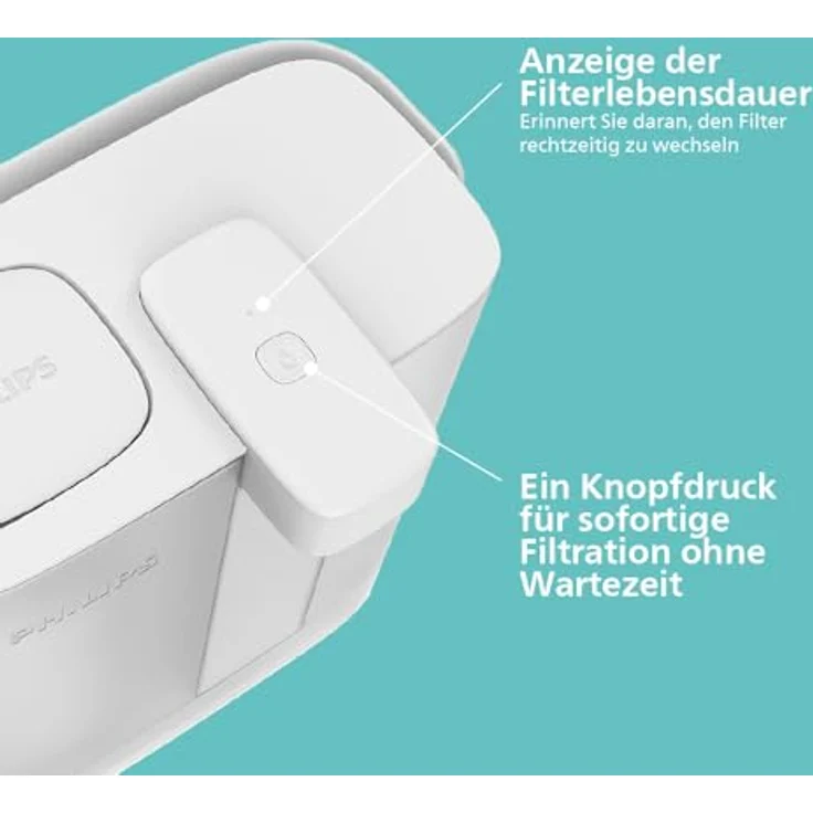 Philips Instant-Wasserfilter-Kanne (3 L) – Antikalk+ Filtration, reduziert Kalk & Chlor, digitale Filteranzeige, USB-C aufladbar – Bild 2