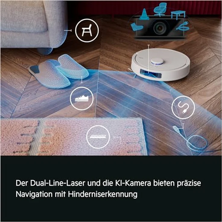 AEG AR81UW3SW Saugroboter mit Wischfunktion, LiDAR, KI-Navigation, All-in-One-Station, automatische Entleerung und Selbstreinigung, bis zu 208 Min, Weiß – Bild 2