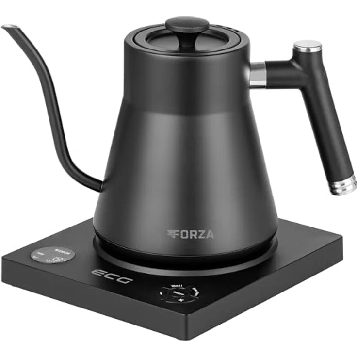 ECG Forza 8000 Pour over Nero, 1,0 l, 1200W Schwarz - Schwanenhals-Wasserkocher mit LED-Anzeige und Edelstahlgehäuse – Bild 1