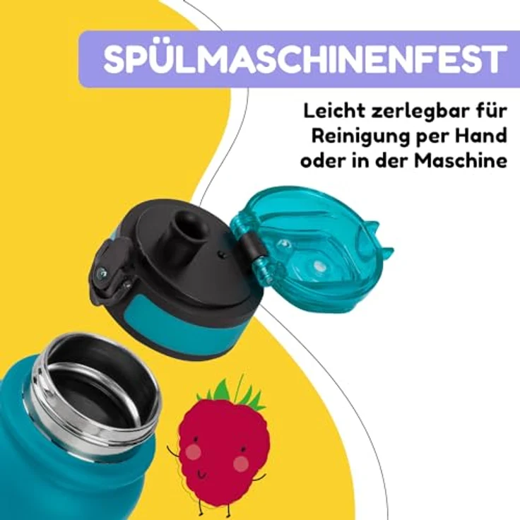 schmatzfatz Trinkflasche Kinder Auslaufsicher, 550ml Edelstahl-Trinkflasche für Schule & Kindergarten, Wasserflasche BPA-Frei, Für Kaltes & Heißes, Auslaufsichere Trinkflasche für Mädchen & Jungen – Bild 3