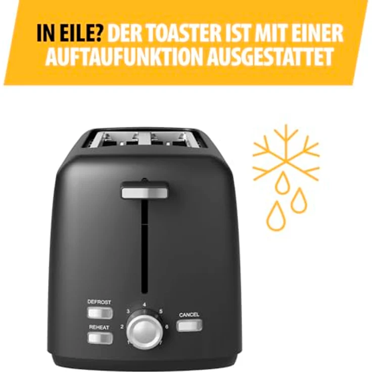 Tristar Haushaltsgeräte TriStar Toaster Edelstahl (BR-1058) - Kompakter Toaster mit Brötchenaufsatz und Abbruchfunktion, schwarz – Bild 6