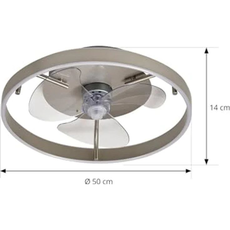 Lindby LED-Deckenventilator Momitu, silber, leise, dimmbare LED-Beleuchtung, Ø 50 cm – Bild 3