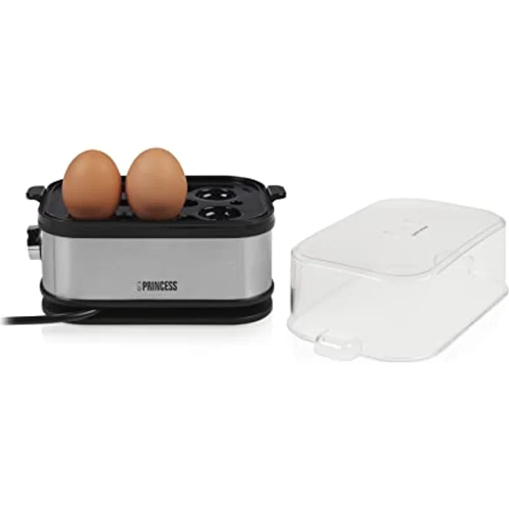 Princess 262046  Eierkocher, 400 Watt, für 6 Eier, Messbecher mit Eierpiekser - Kunststoffdeckel, silber, schwarz – Bild 5