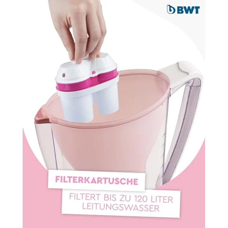 BWT Wasserfilter AQUAlizer Home | Rosa | inkl 1 Magnesium Filterkartusche | Wasserfilter Trinkwasser | Für Speisen & Getränke | Filtert Kalk, Chlor, Blei & Kupfer – Bild 2