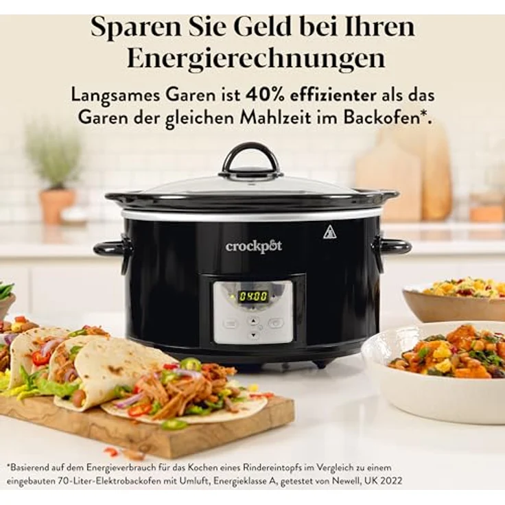 Crock-Pot CSC113X, Digitaler Schongarer mit 3,5 L für 3-4 Personen, programmierbarem Countdown-Timer, EU-Stecker, schwarz – Bild 5