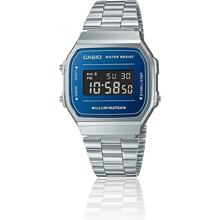 Casio Vintage Damen- und Jugenduhr Blau A168WEM-2BEF