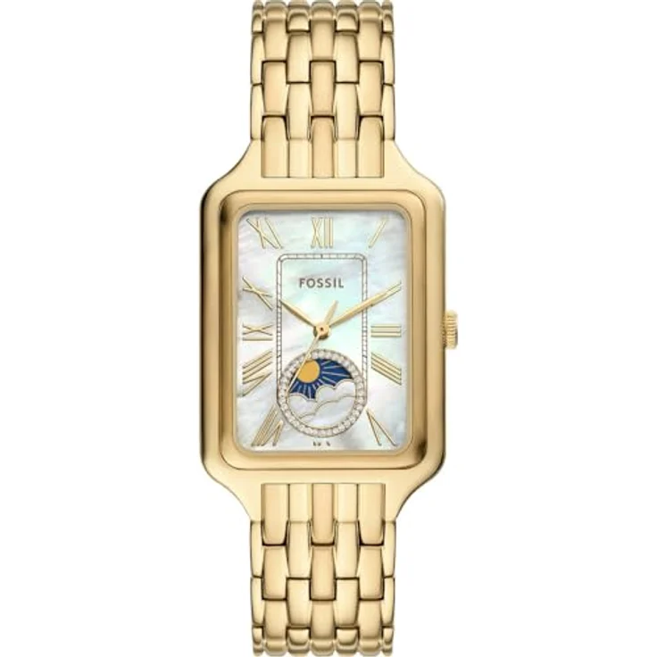FOSSIL Damen Analog Quarz Uhr ES5409, goldfarbenes Edelstahlband, 26-mm-Gehäuse, wasserdicht bis 50 m, Perlmuttzifferblatt – Bild 1