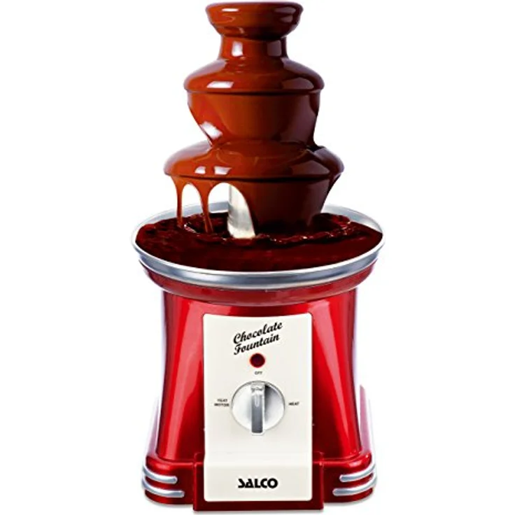 SALCO Retro Schokoladenbrunnen - Schokobrunnen - Schokoladen Fondue aus Edelstahl im 50er Jahrestil - mit Wendelschnecke – Bild 1