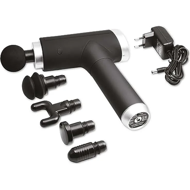 Lifenaxx Muskel-Massagegerät kompakt LX-013 - Massagepistole, Tiefen Massage, Vibrationsmassagepistole, Verschiedene Geschwindigkeiten, 5 Massageköpfe, Fitnessstudio, 776g / 24 x 18 x 6 cm