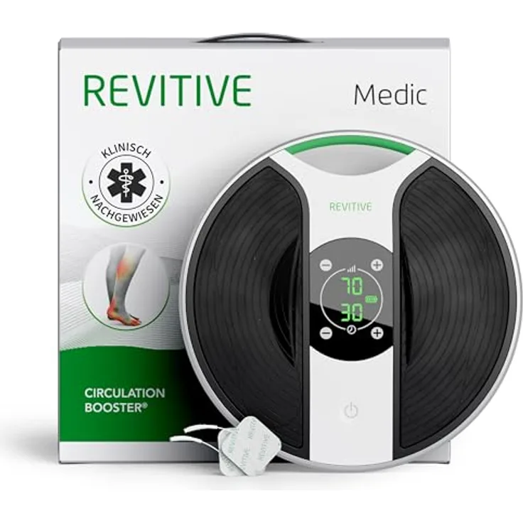 REVITIVE EMS-Fußmassage-Gerät Medic, Durchblutungs-Stimulator mit patentierter OxyWave Technologie, lindert Schmerzen, Schwellungen und Krämpfe, kabellos