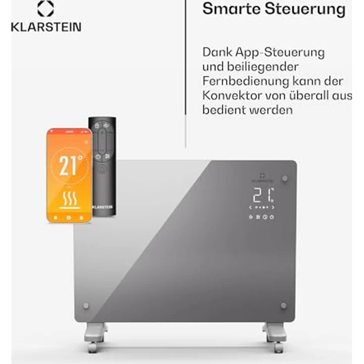 Klarstein Bansin Crystal Smart Konvektorheizung – 1500 W, Wandmontage/Freistehend, Led-Anzeige, App-Steuerung, Energieeffizient, Überhitzungs- und Frostschutz, Kindersicherung, Ideal für Wohnzimmer – Bild 5