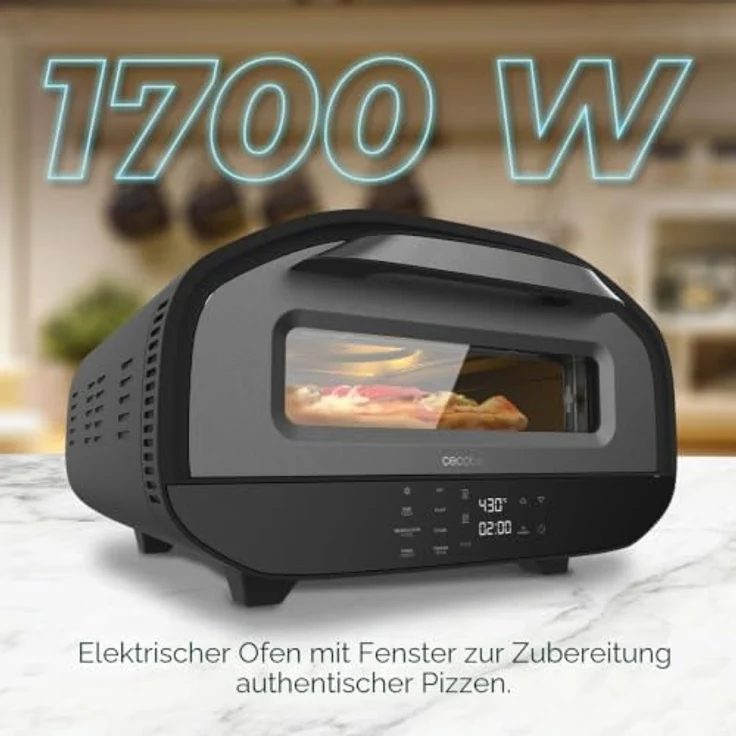 Cecotec Pizza&Co Tifosi, Elektrischer Pizzaofen mit Sichtfenster, 1700W, 12L Kapazität, digitale Steuerung, 8 Funktionen, Temperatur 80°C - 430°C, Innenbeleuchtung – Bild 3
