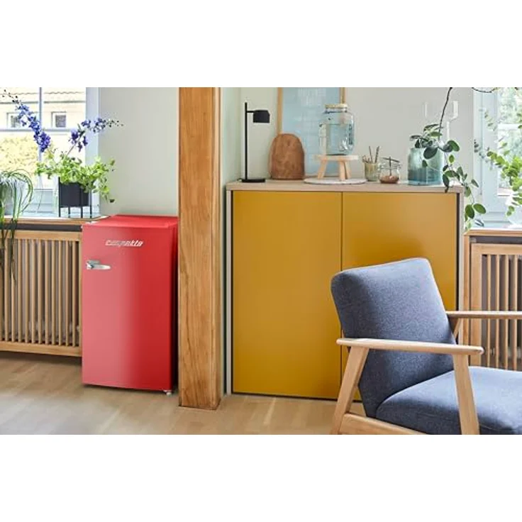 Respekta Rico KG83-52, Retro Kühlschrank freistehend mit Kältefach, 92 Liter, Rot, 39 dB – Bild 5