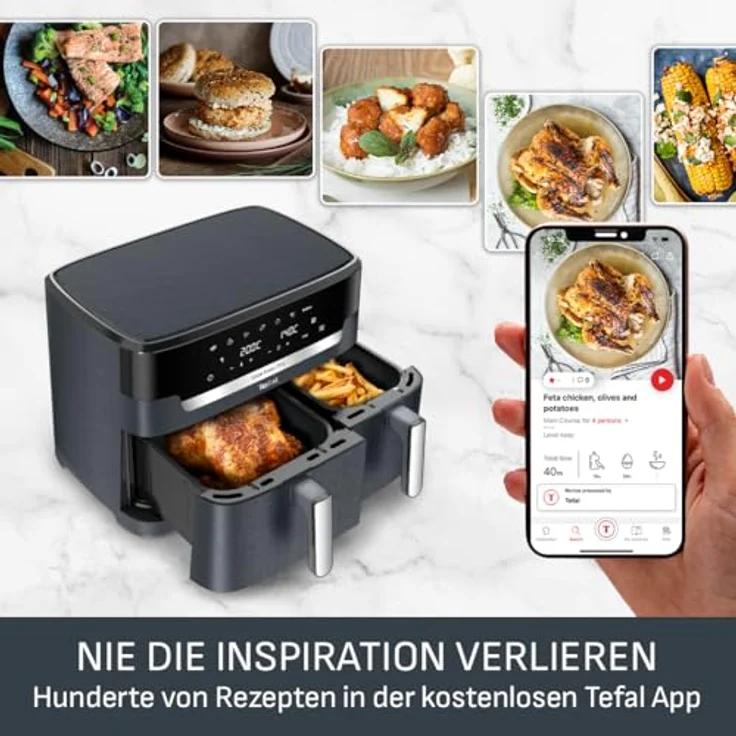 Tefal Dual Easy Fry XXL, Heißluftfritteuse mit 11 L, zwei Kammern, 7 Programme, Extra-Crisp-Technologie, spülmaschinenfest – Bild 6