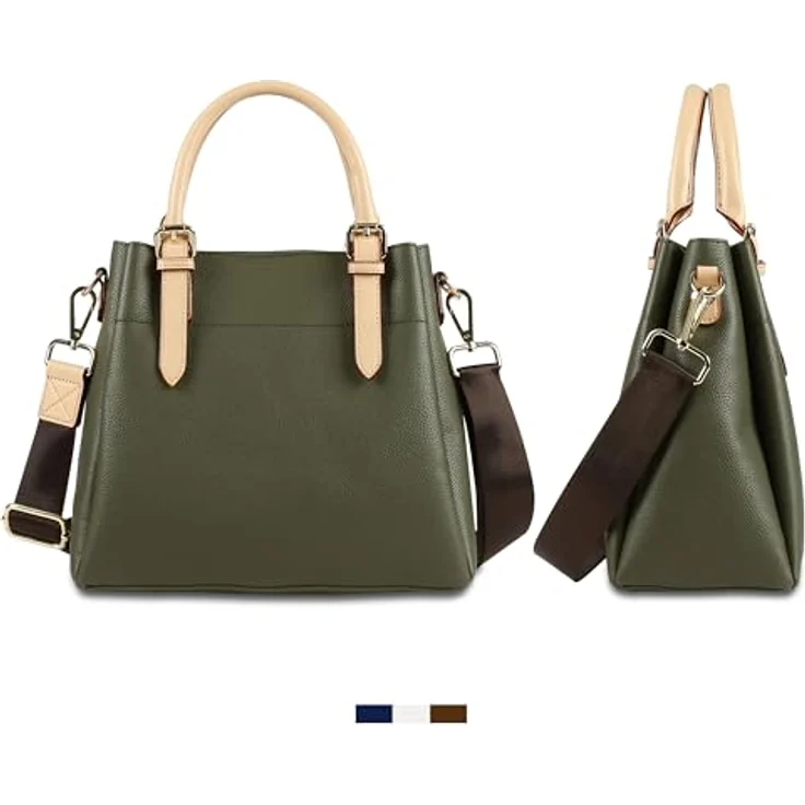 Bugatti Ella, Damen Kurzgrifftasche in Grün, leichte Handtasche mit Schulterriemen und mehreren Fächern – Bild 3