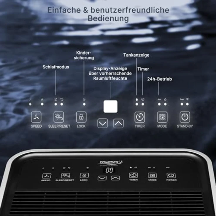 Comedes Demecto 30 eco, Luftentfeuchter (25l/24h) mit PowerDrain Kondensatpumpe, geeignet für Räume bis 100m², inkl. 3m Schlauchanschluss, wartungsfreundlich – Bild 5