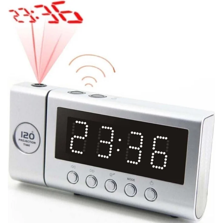 Soundmaster FUR6100Si, Radiowecker mit UKW PLL Radio, Dual Alarm, Zeitprojektion und dimmbarer LED-Anzeige