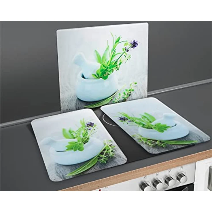 WENKO Multi-Platte Kräutergarten - für Glaskeramik Kochfelder, Schneidbrett, Gehärtetes Glas, 56 x 0,5 x 50 cm, mehrfarbig – Bild 8