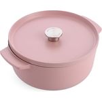 KitchenAid Cast Iron 26cm/5,2L Kasserolle mit Deckel, PFAS-freie Emaille Innenseite, Ergonomischer Griff, Ofenfest bis 260°C, Dried Rose