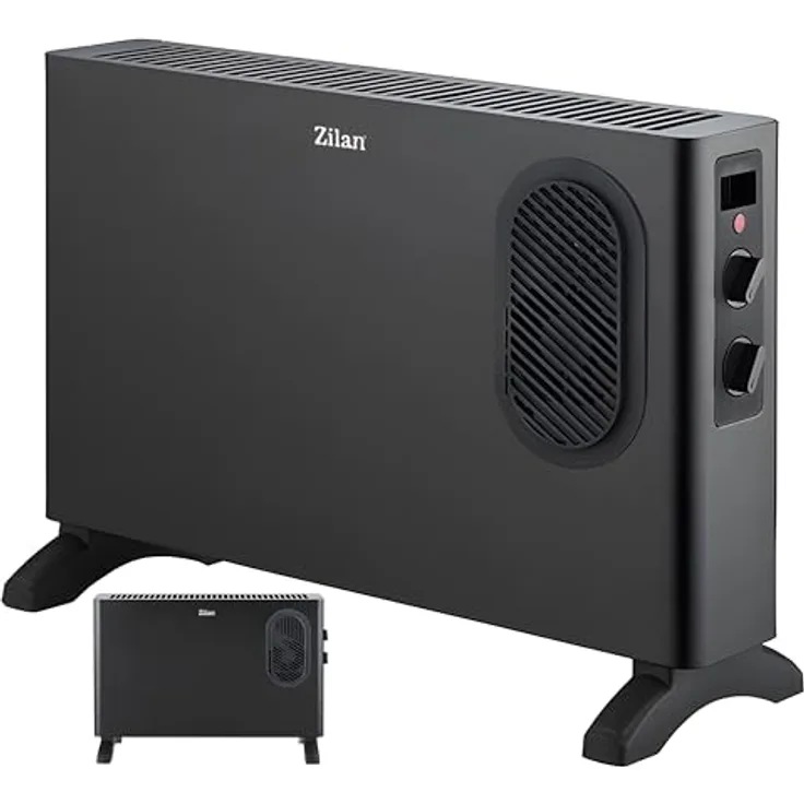 Zilan Elektro Konvektor 1250/2000 Watt, tragbare Elektroheizung mit 2 Heizstufen, Thermostat und Überhitzungsschutz, kompakt und flexibel einsetzbar