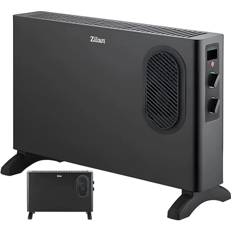 Zilan Elektro Konvektor 1250/2000 Watt, tragbare Elektroheizung mit 2 Heizstufen, Thermostat und Überhitzungsschutz, kompakt und flexibel einsetzbar – Bild 1