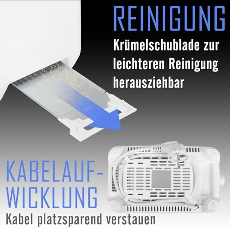 Clatronic® kompakter Toaster 2 Scheiben | Toaster mit Auftau-/Aufwärm-/Schnellstoppfunktion | Toaster mit Brötchenaufsatz | Toaster weiß auch für Toastbrötchen & Fertigwaffeln | TA 3801 – Bild 3