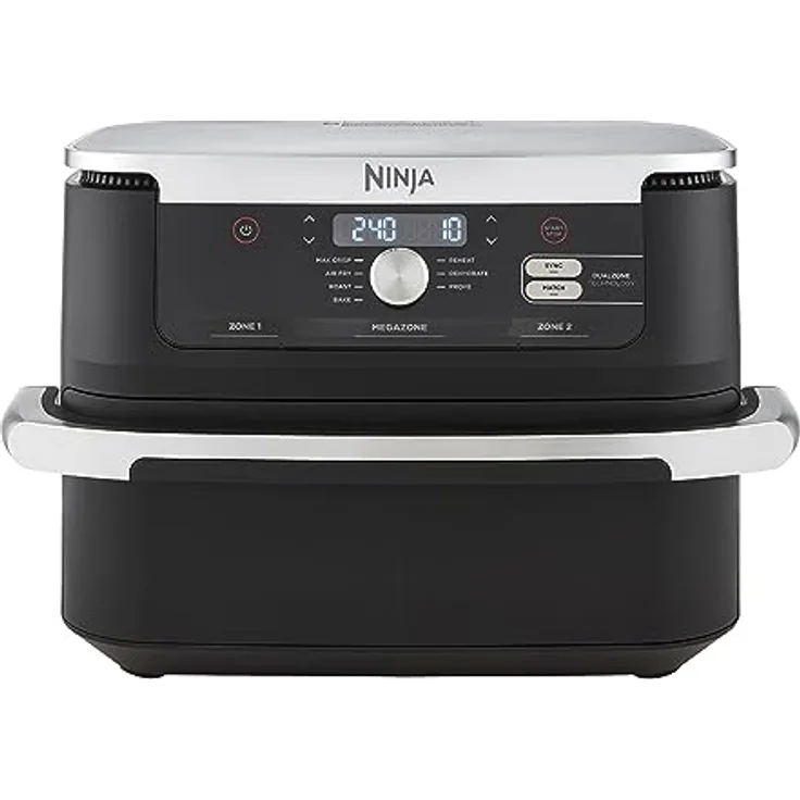 Ninja Foodi FlexDrawer Heißluftfritteuse, Dual Zone, verwandelt sich in MegaZone, 10,4 L, 7-in-1, Dual Zone, mit wenig bis gar kein Öl, antihaftbeschichtete, spülmaschinenfeste Teile, Schwarz AF500EU