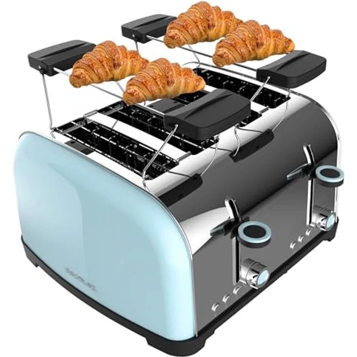 Cecotec Vertikaler Toaster Toastin' time 1700 Double Blue, 1700W, doppelter breiter Schlitz 3,8 cm, Edelstahl, 7 Röststufen, automatische Abschaltung – Bild 1