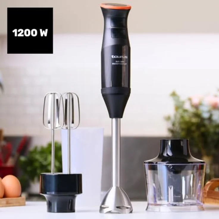 Taurus BAPI 1200 Rocket - Stabmixer 1200W | 20 Geschwindigkeitsstufen | Turbofunktion | Edelstahlklingen | Doppel-Schneebesen | Ergonomisches Design | 500 ml Messbecher - Robustheit – Bild 2