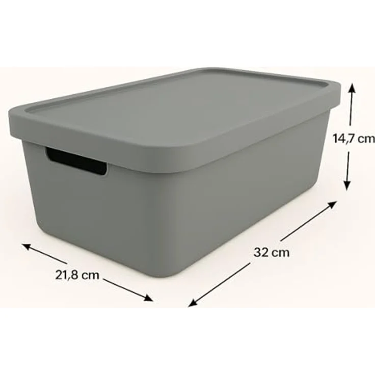 Plastard Aufbewahrungsboxen mit Deckel 7,5 L, 4er-Set, grau, BPA-frei, stapelbar, robuste Kunststoffbox für Küche, Bad, Büro und Kinderzimmer – Bild 2