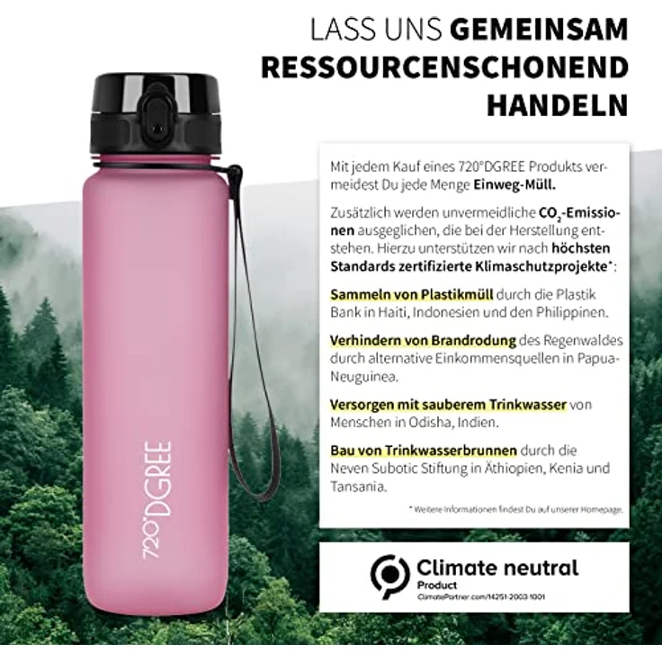Trinkflasche Wasserflasche Fruchteinsatz 0,65L - BPA-Frei uberBottle 720 DGREE rose – Bild 5