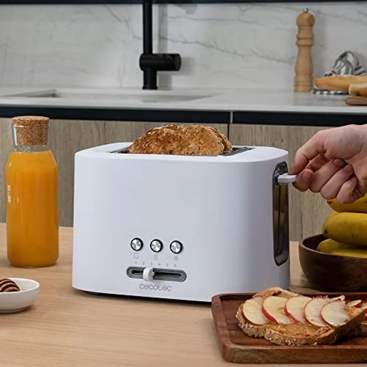 Cecotec Toast&Taste 9000 Double 2-Schlitz-Toaster, 980 W, Krümelschublade, breite Schlitze, Abschaltautomatik, für Bagel und Brötchen, weiß – Bild 7