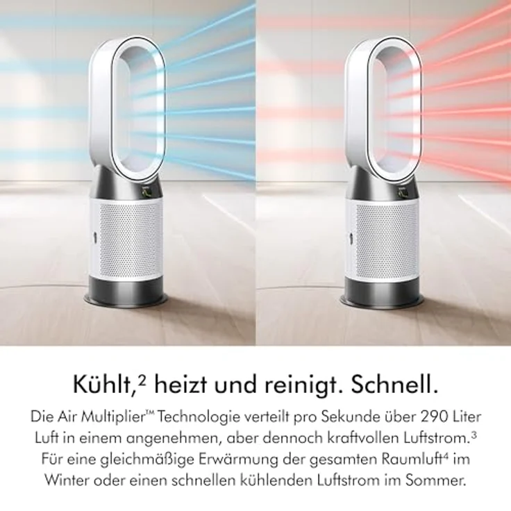 Dyson Purifier Hot+Cool HP1, Luftreiniger mit HEPA-H13-Filter und Wärmefunktion, Weiß/Weiß – Bild 3