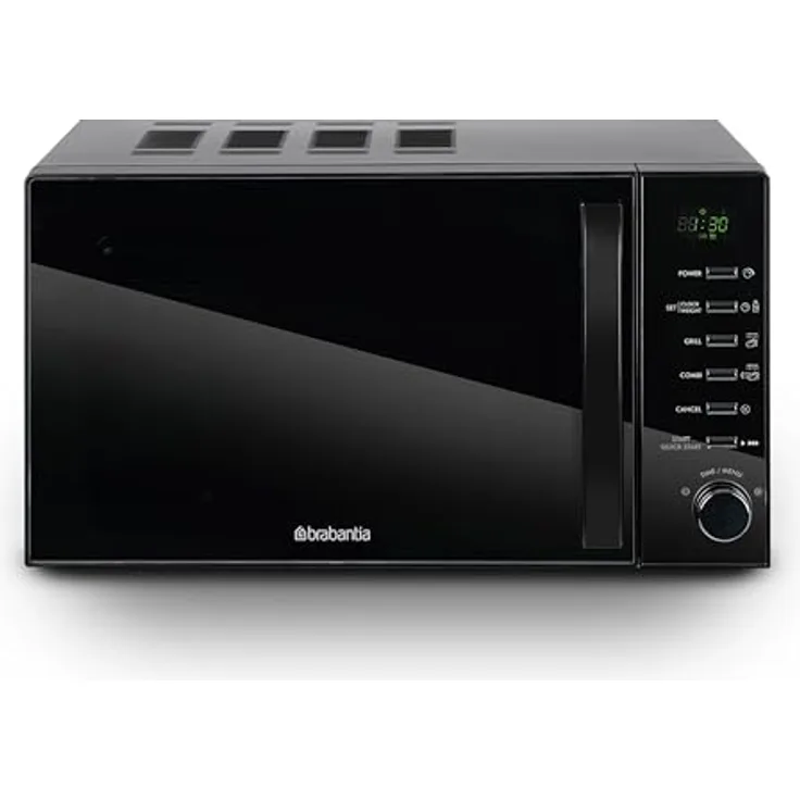 Brabantia BBEK1145DG Mikrowelle mit Grillfunktion, 20 Liter, 700 W, 13 automatische Programme, digitaler Timer, schwarz
