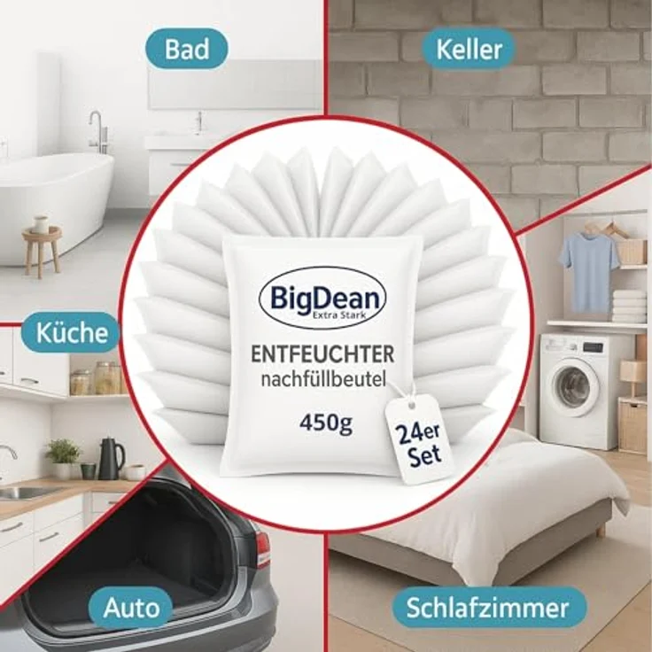 Thats Shopping GmbH 24x Luftentfeuchter Granulat 450g, MEGAPACK Nachfüllpack für alle Raumentfeuchter, salzbasierte Technologie, ideal gegen Feuchtigkeit und Schimmel – Bild 6